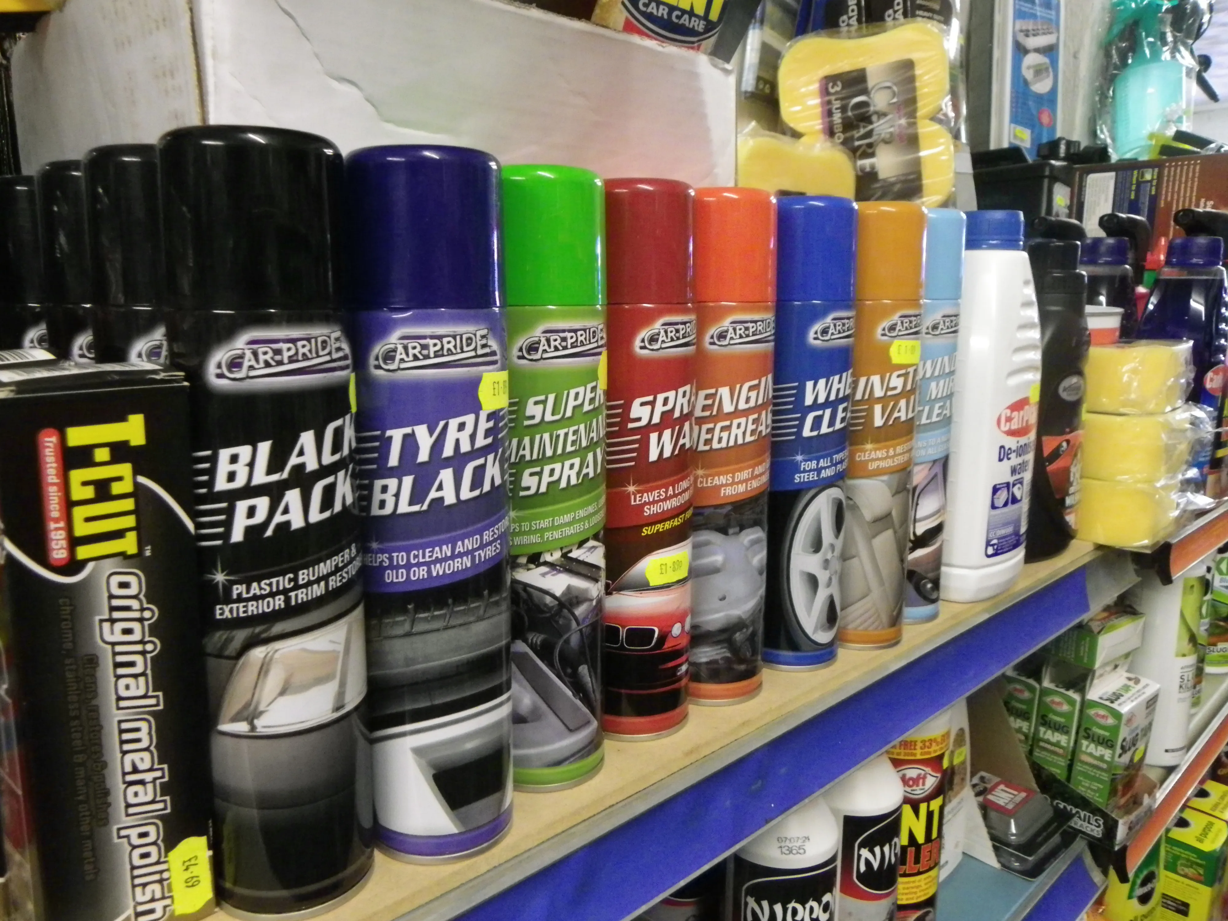 Car Care shelves in the shop