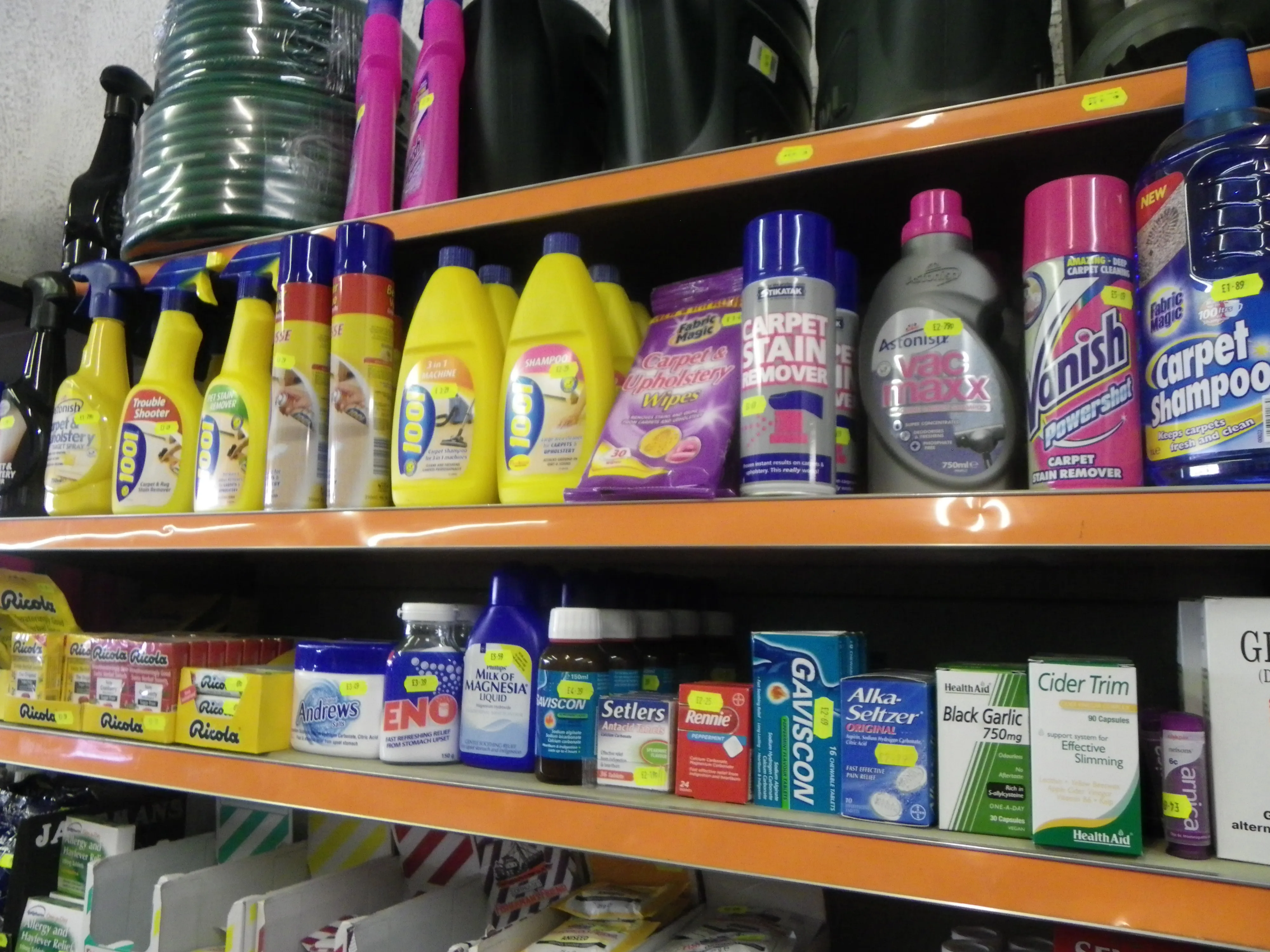 Cleaning shelves in the shop