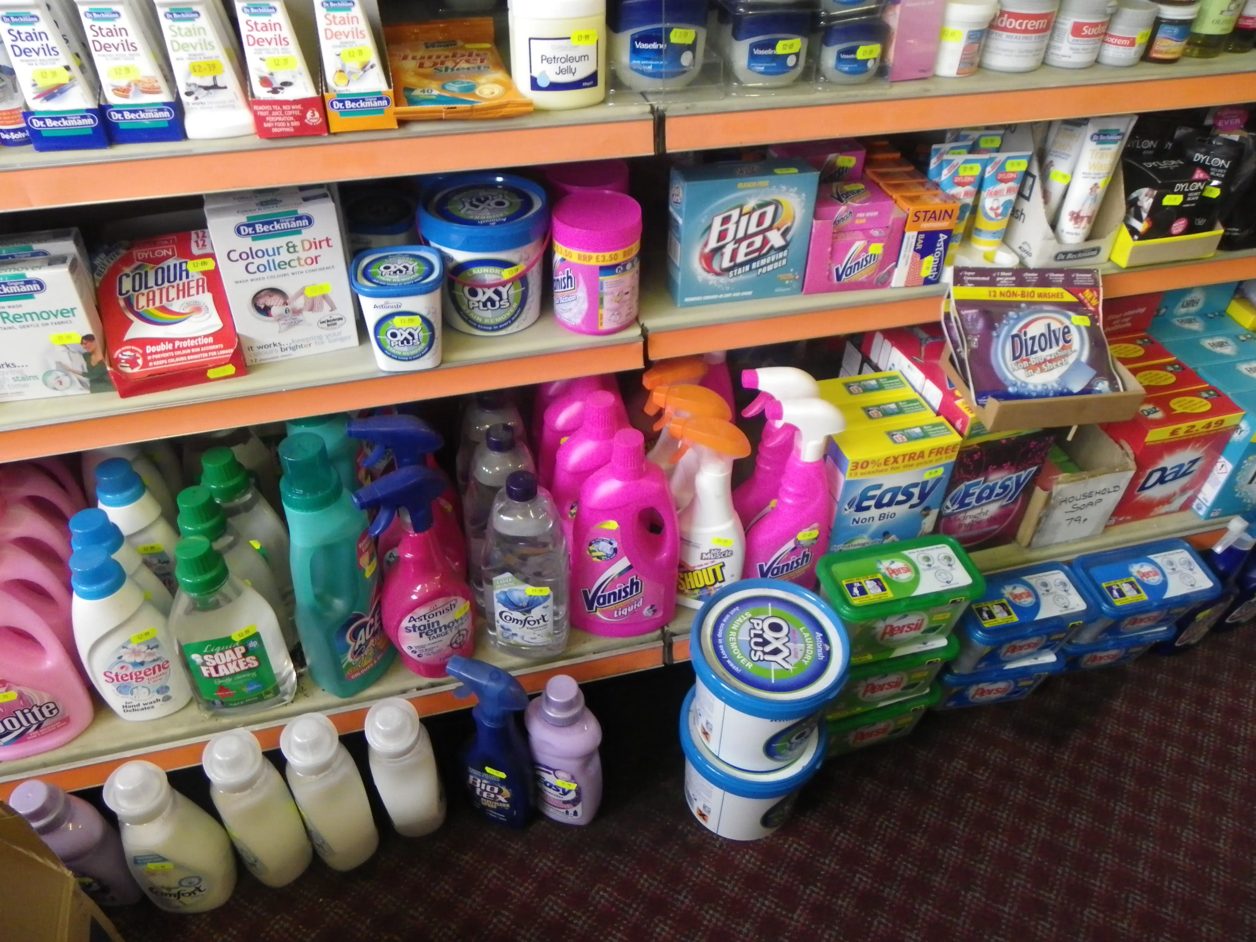 Cleaning shelves in the shop