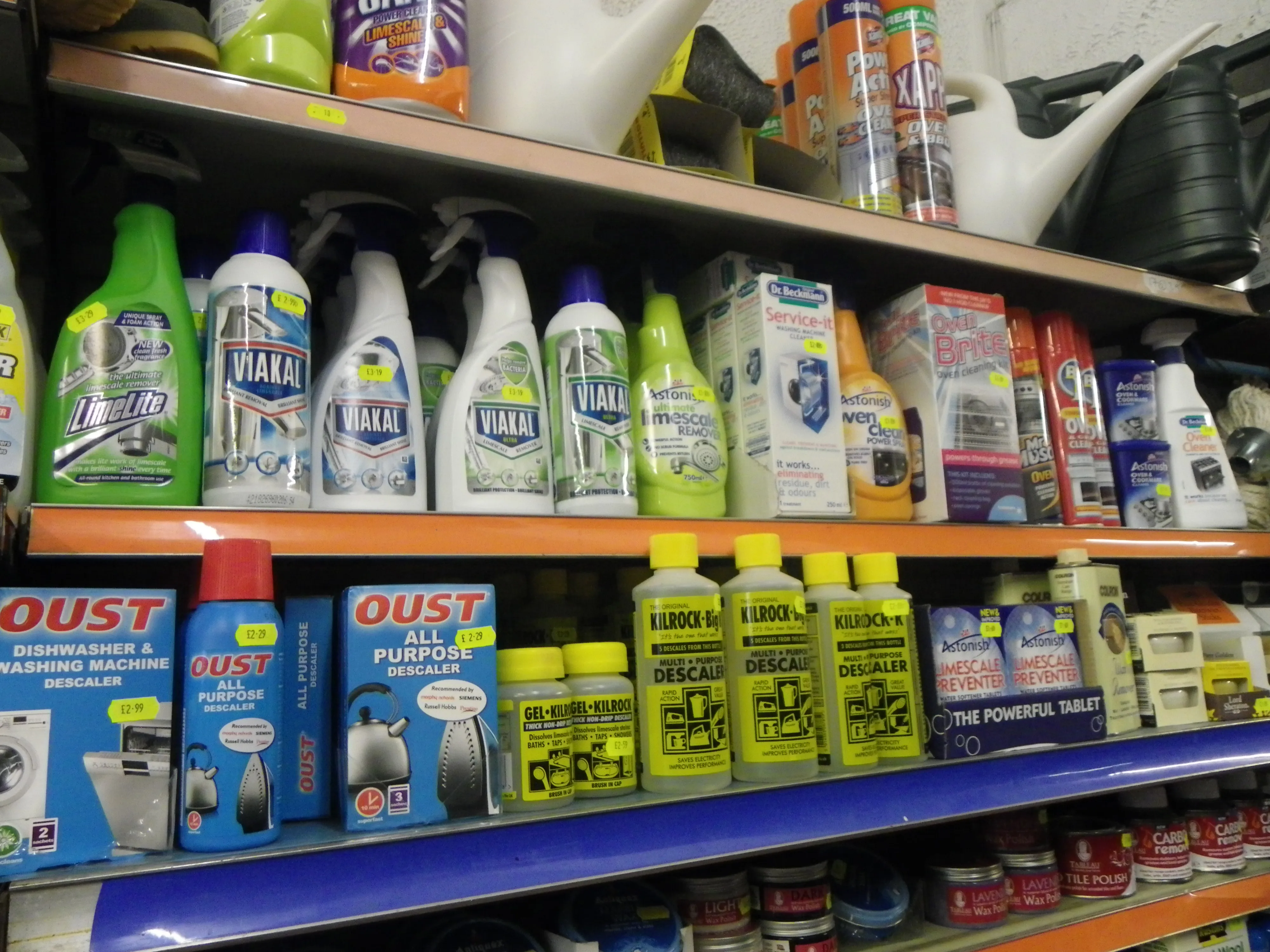 Cleaning shelves in the shop