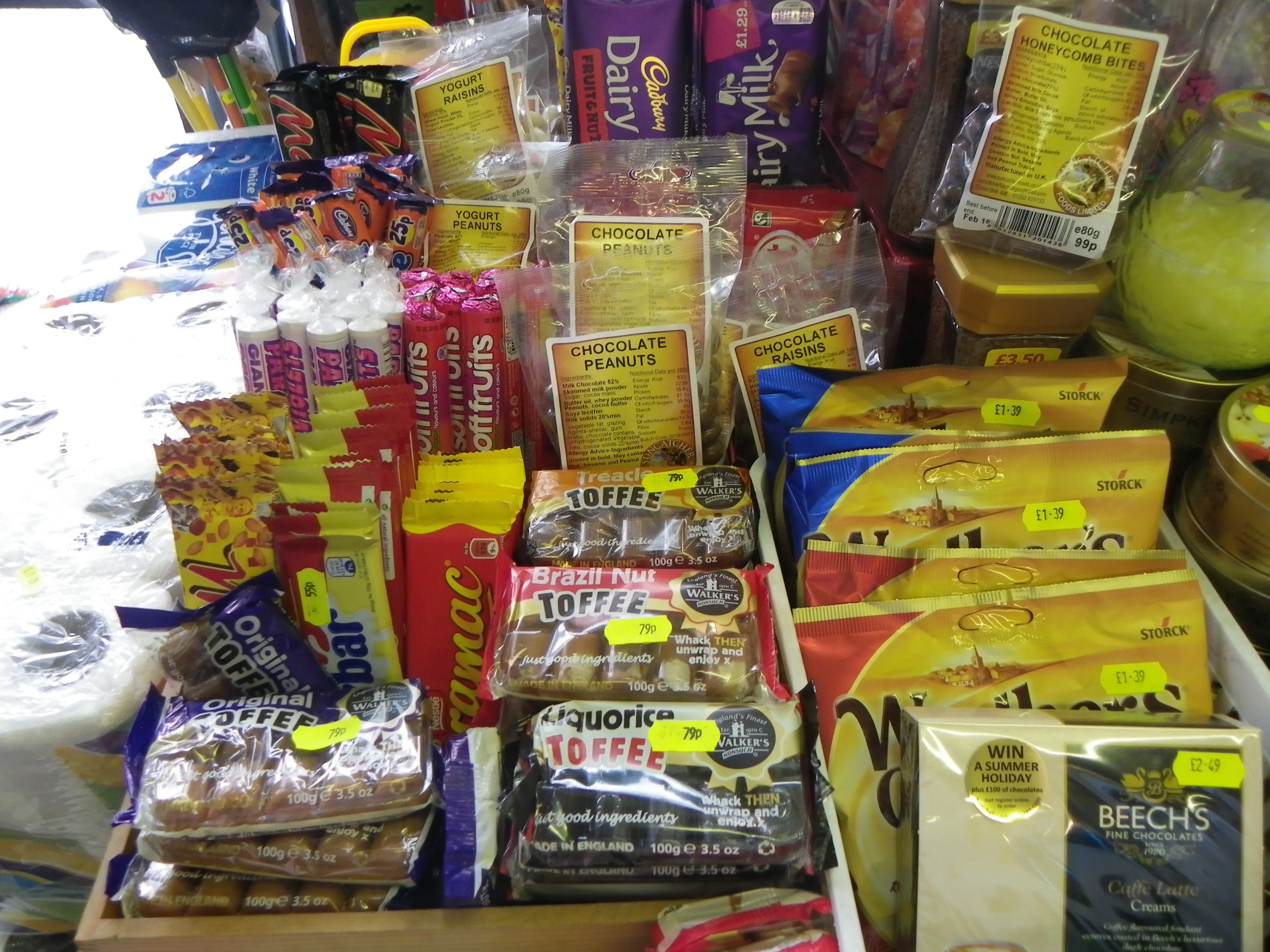 Confectionery shelves in the shop