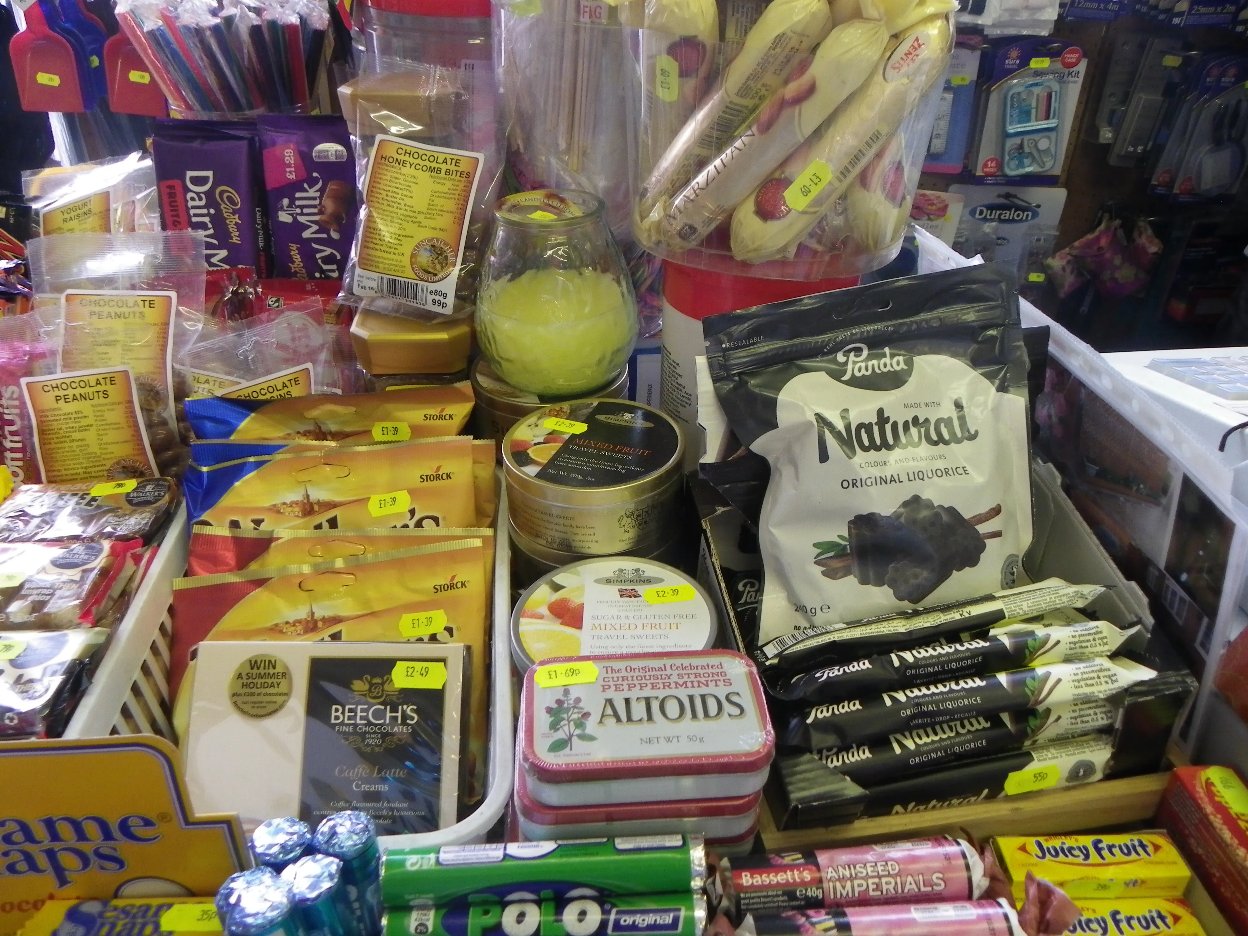 Confectionery shelves in the shop