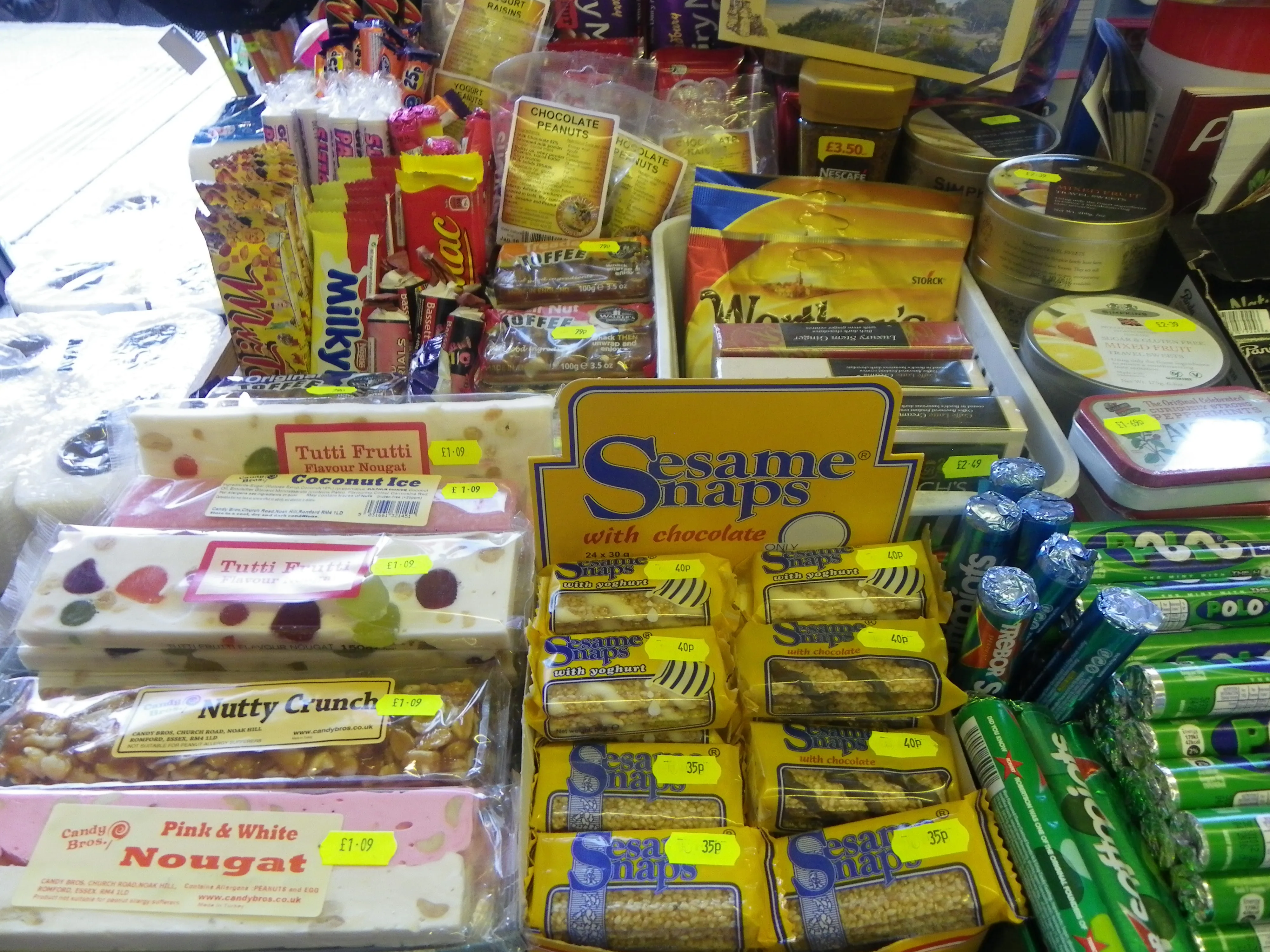 Confectionery shelves in the shop