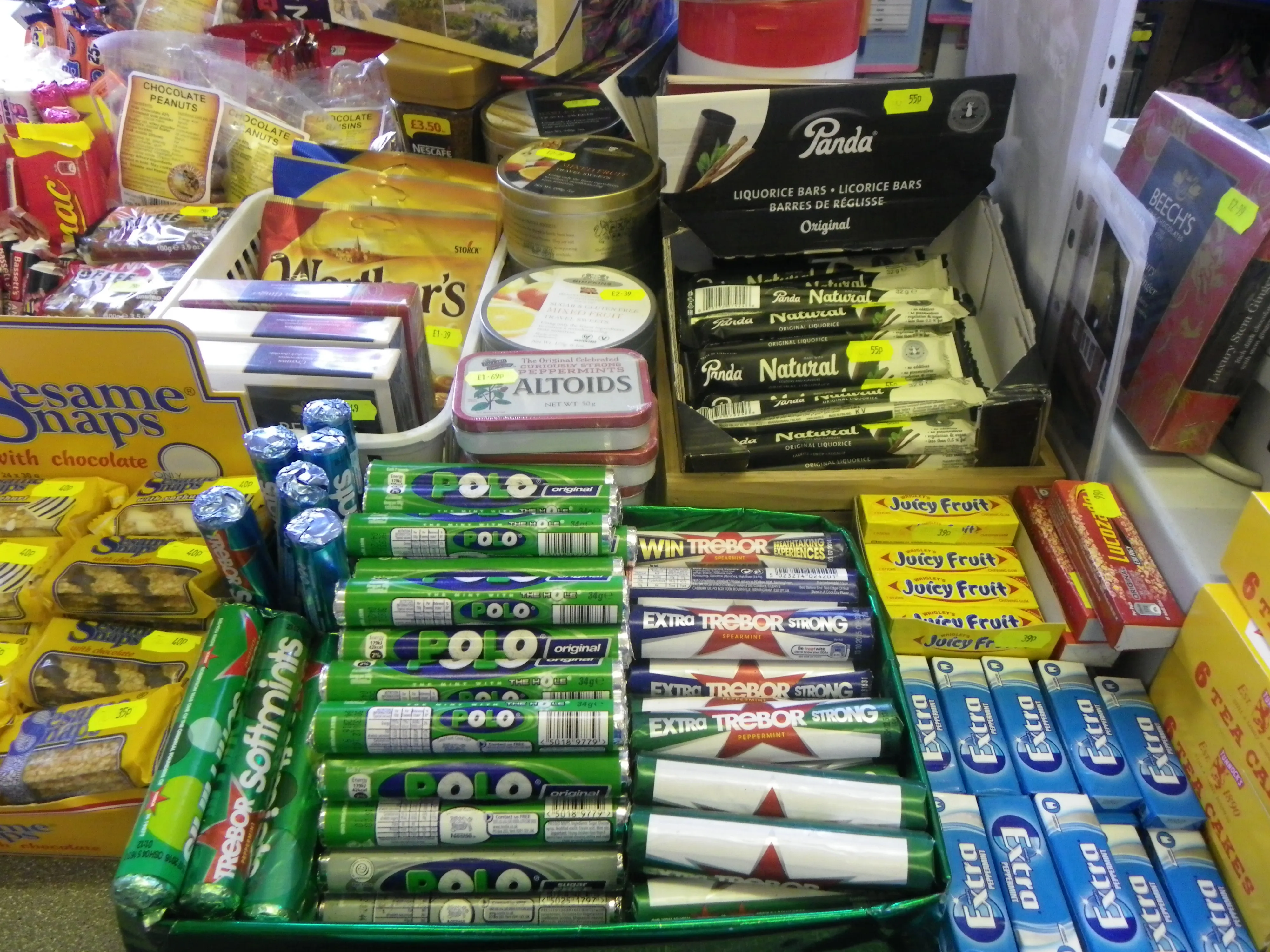 Confectionery shelves in the shop