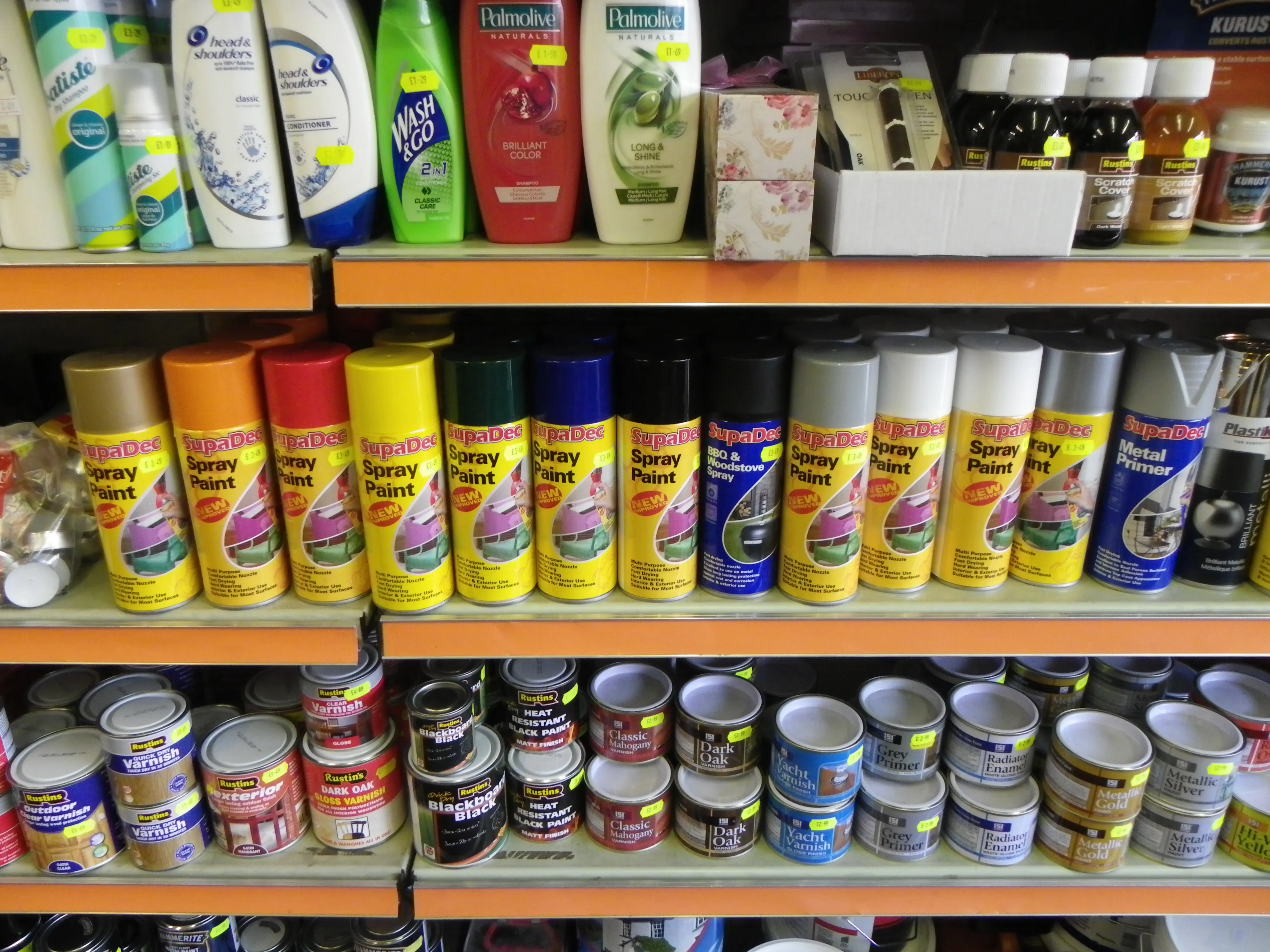 Decorating shelves in the shop