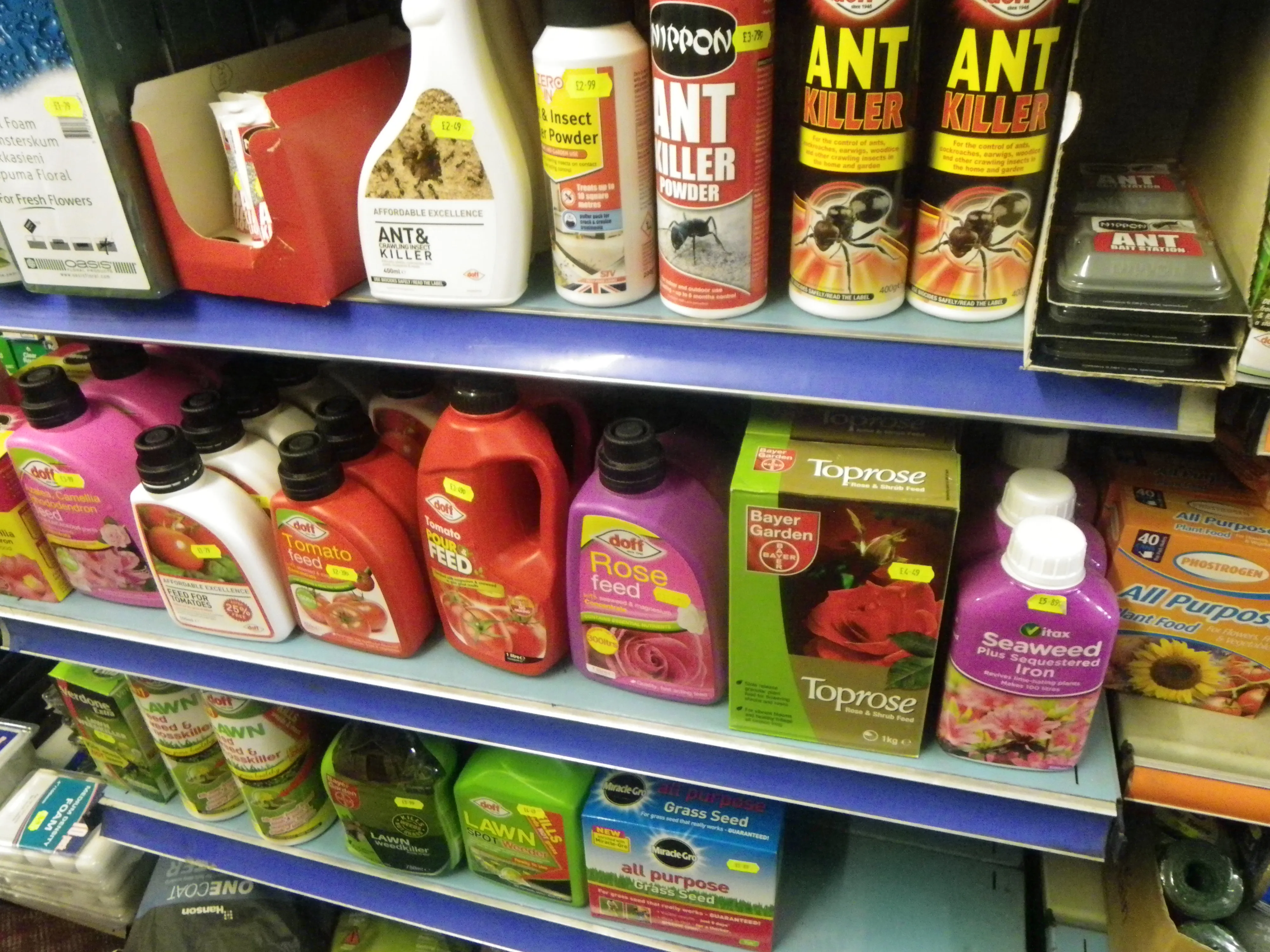 Gardening & Pest Control shelves in the shop