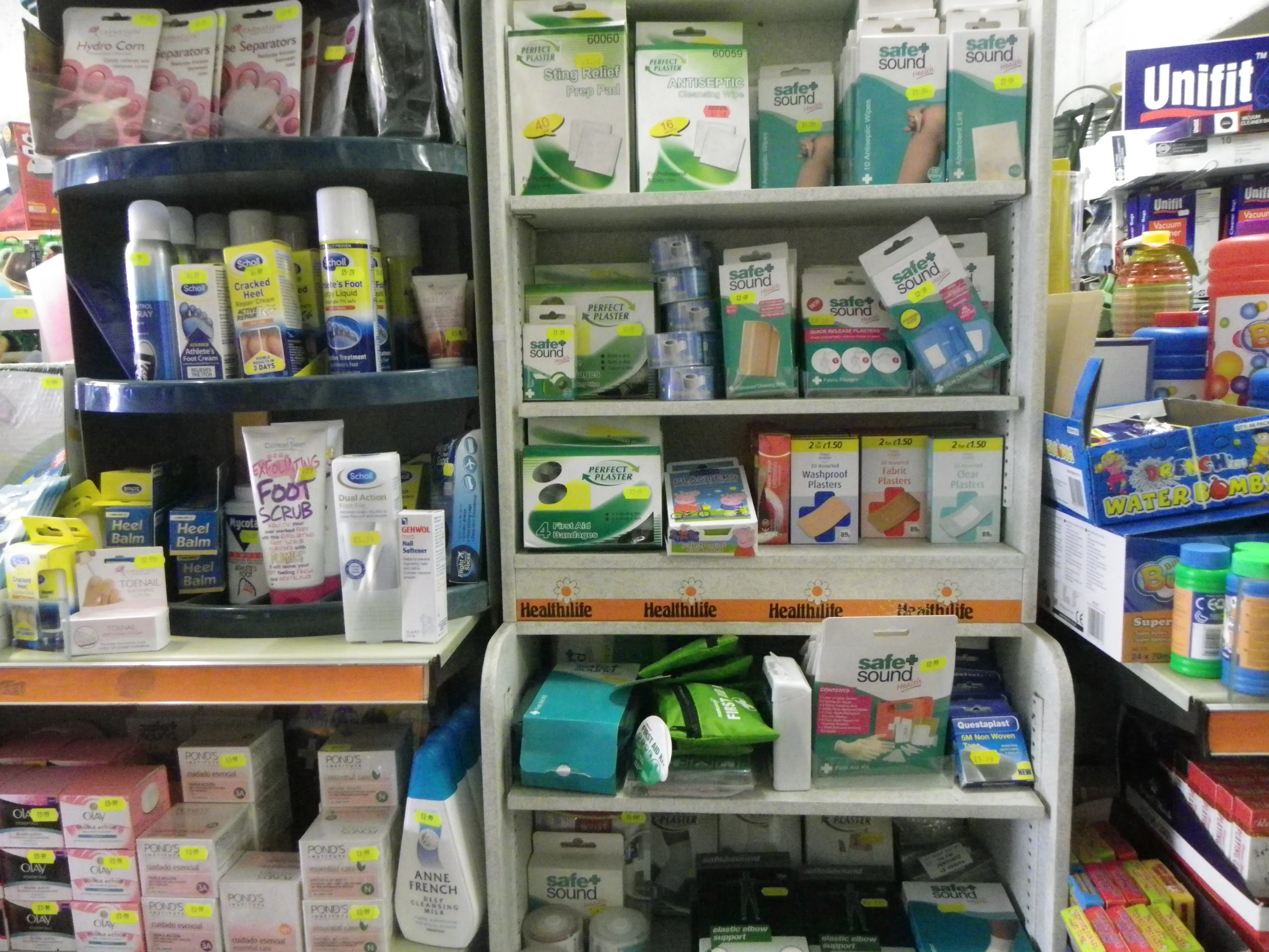 Healthcare shelves in the shop