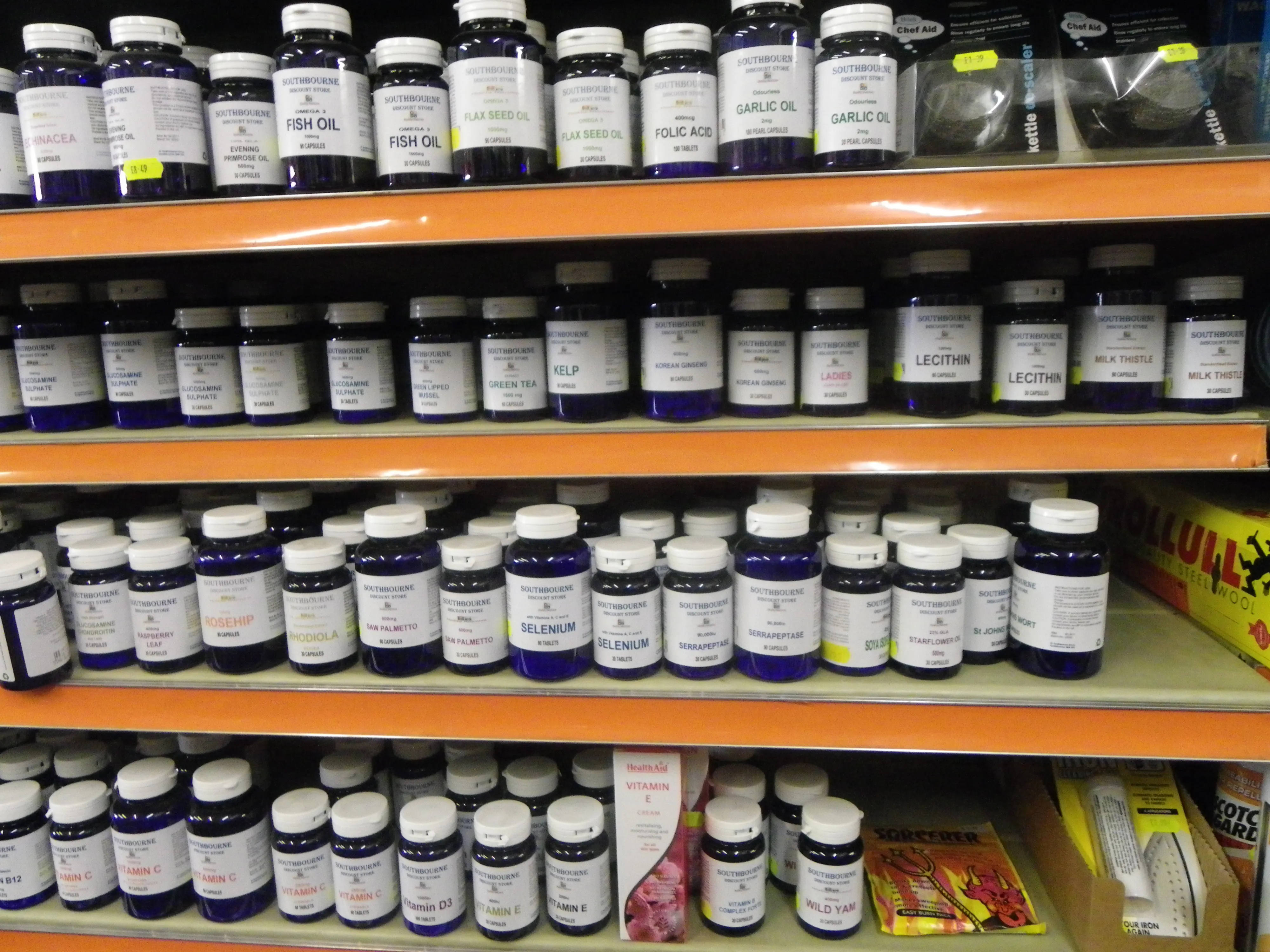Healthcare shelves in the shop