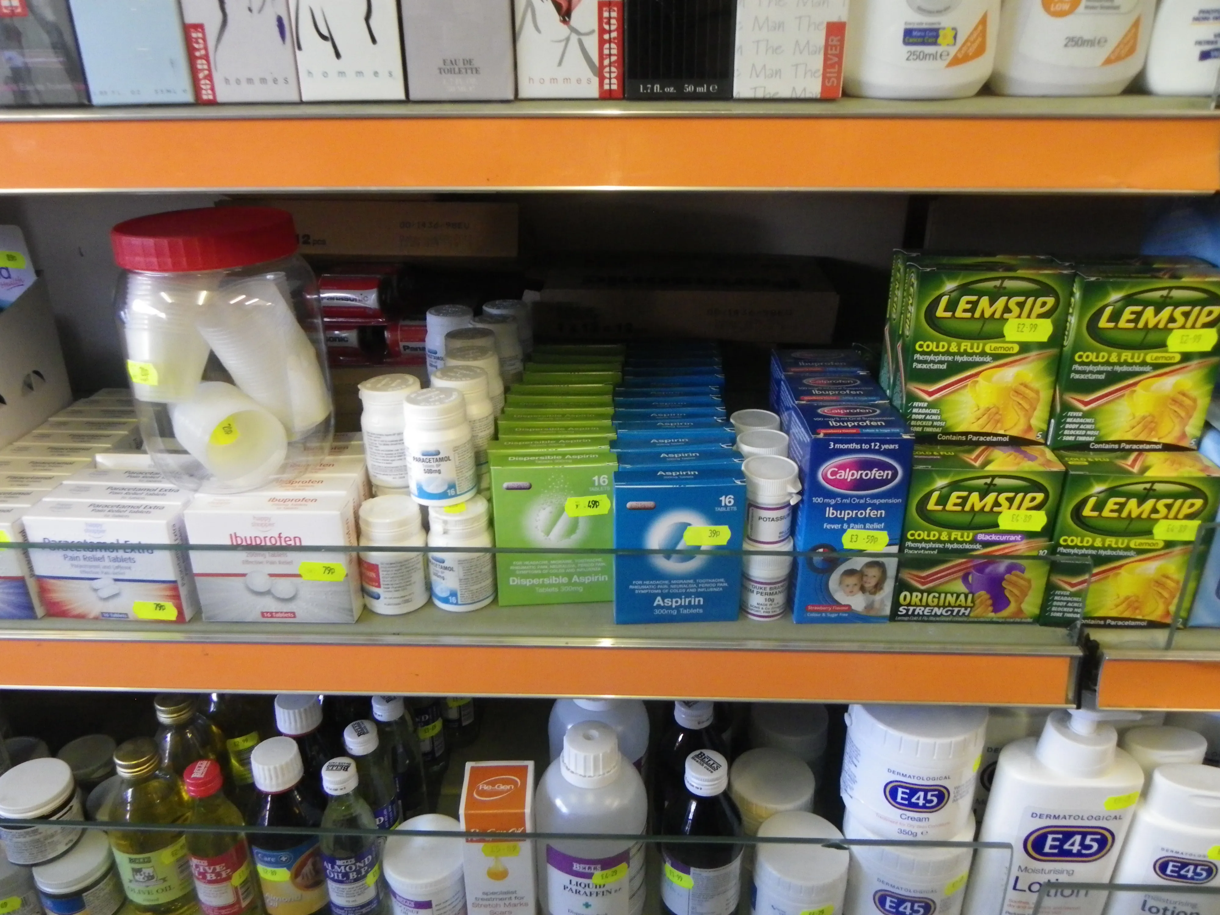 Healthcare shelves in the shop