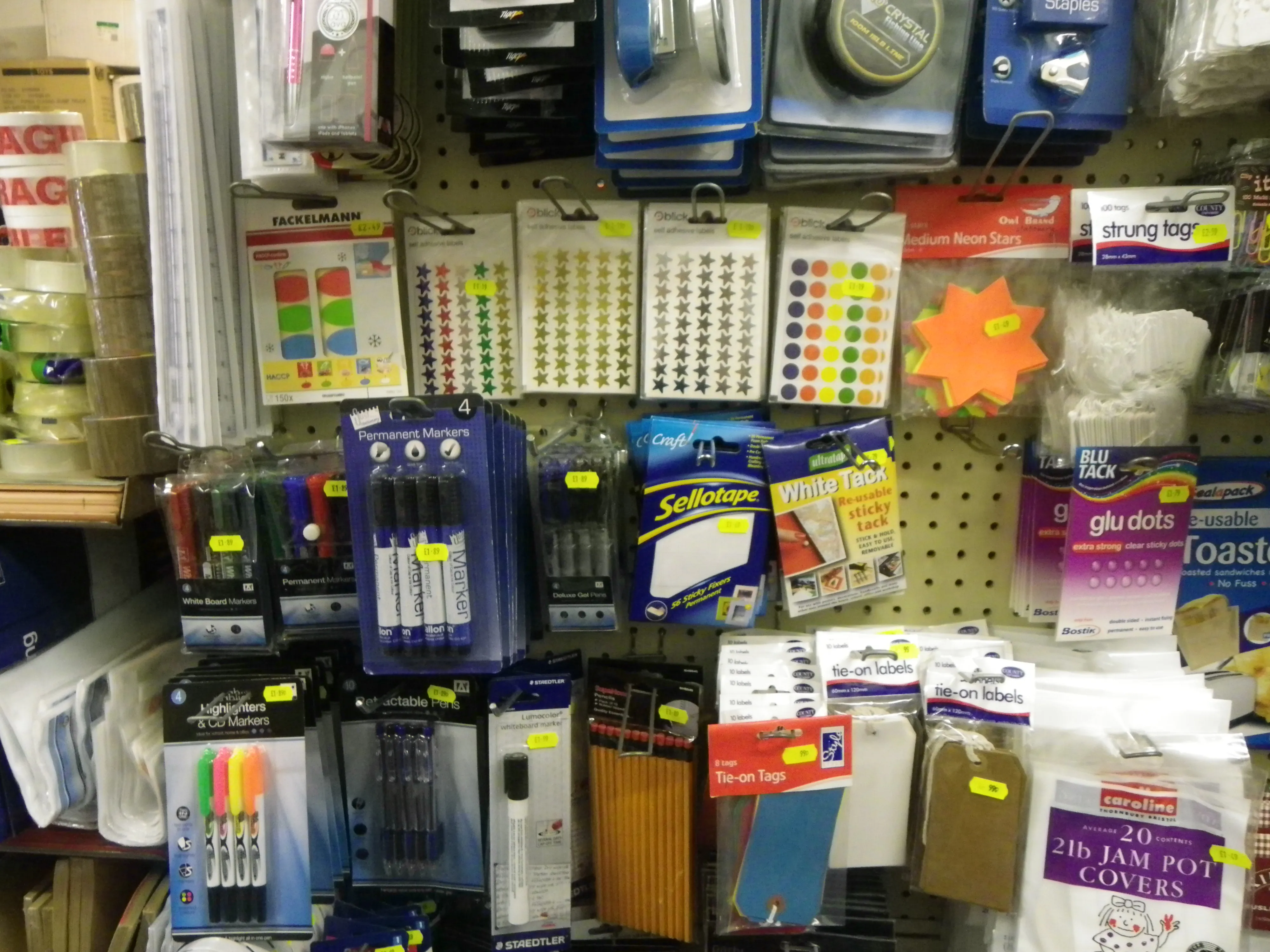 Stationery shelves in the shop