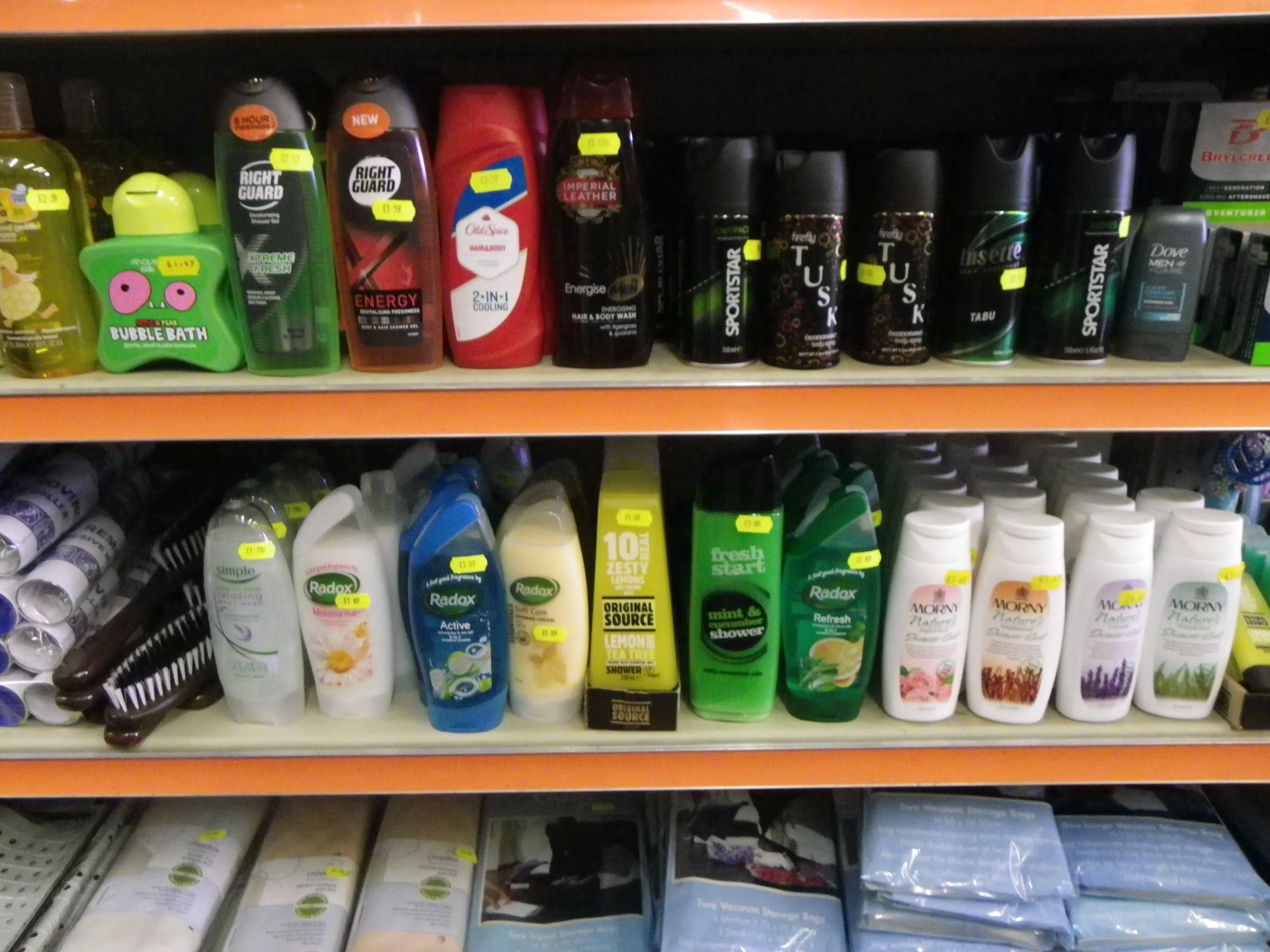 Toiletries & Personal Care shelves in the shop