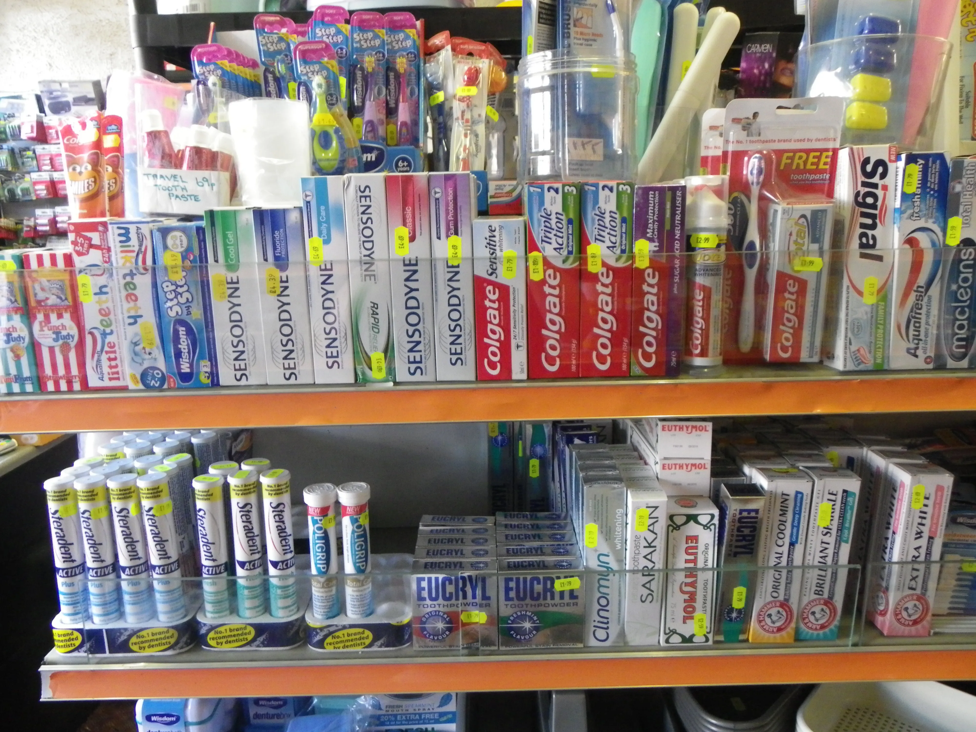 Toiletries & Personal Care shelves in the shop