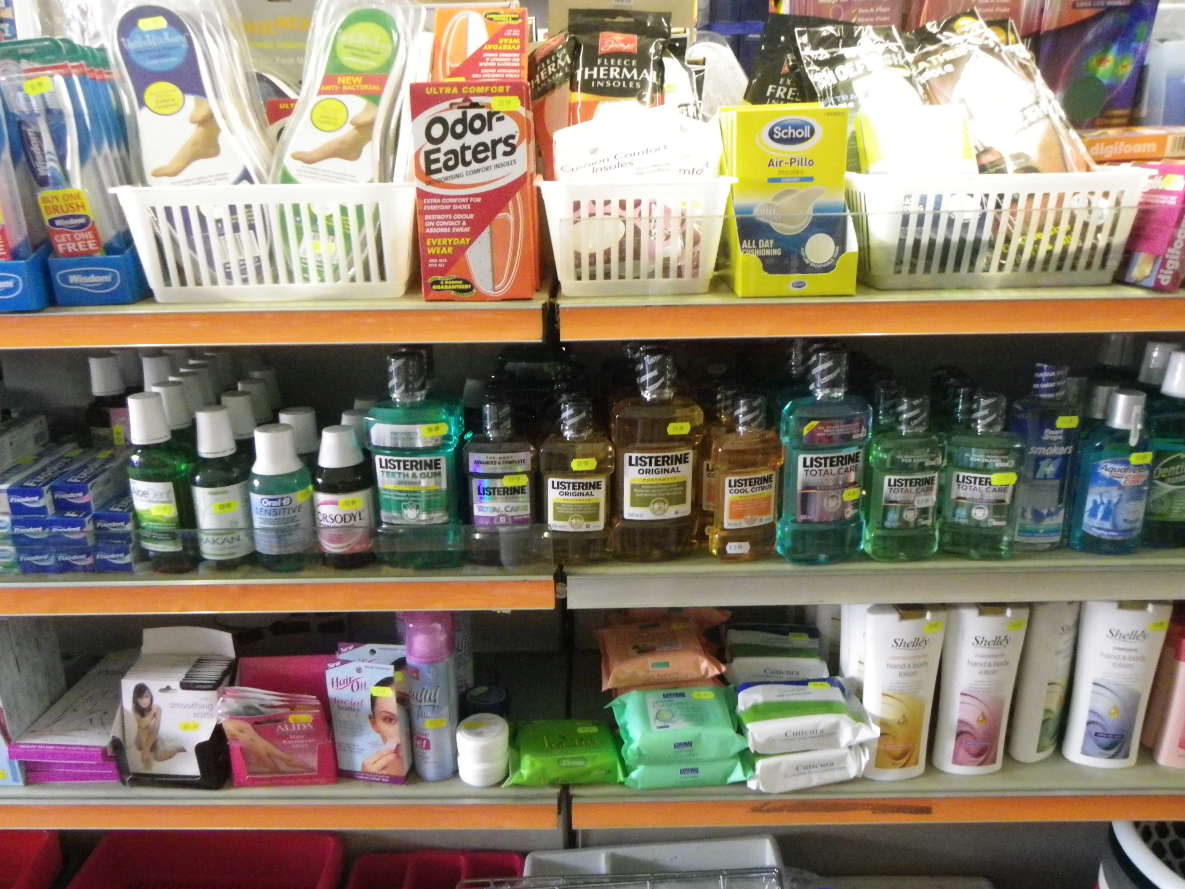 Toiletries & Personal Care shelves in the shop